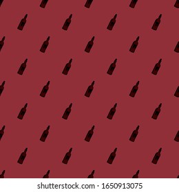 nahtloses Weinmuster.Doodle-Vektorillustration mit Weinsymbolen auf rotem Hintergrund.Vintage-Essenssymbole, süße Elemente-Hintergrund für Menü, Café-Shop. 