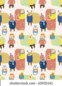 seamless winter animal  pattern