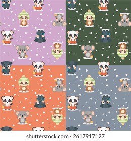 SEAMLESS WINTER ANIMAL VECTOR PATTERN