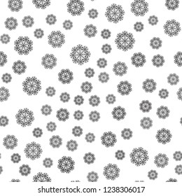 Seamless winter background with black snowflakes on white background.