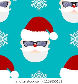 Seamless winter background with Santa Claus . Vector Illustration.Can be used as texture for fabric, background, in web design and etc.