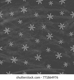 Seamless winter Background with Snowflakes on the blackboard. Vector illustration.