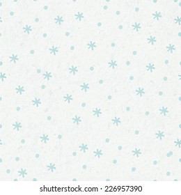 seamless winter background with snowflakes and snow on watercolor paper background