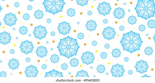 Seamless winter background with snowflakes. Snowfall