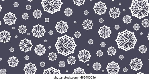 Seamless winter background with snowflakes. Snowfall