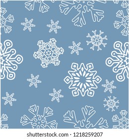 Seamless winter background with various  snowflakes. Vector graphic  pattern.