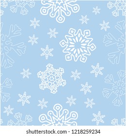 Seamless winter background with various  snowflakes. Vector graphic  pattern.