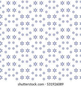 Seamless winter of blue fishnet star on a white background. Abstract background.