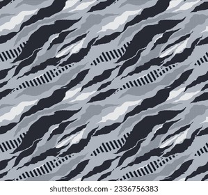 Seamless Winter camouflage abstract pattern, Military Camouflage pattern design element for Army background, printing clothes, fabrics, sport t-shirts jersey, web banners, cards and wallpapers