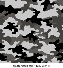 seamless winter camouflage pattern on white background dark spots. Abstract pattern print on fabric vector