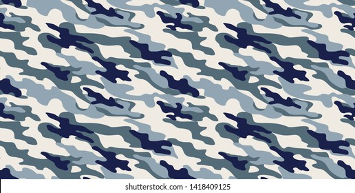 Seamless winter camouflage pattern.Blue and dark spots on white background.The print on the fabric on the paper on the textile.Vector