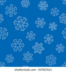 Seamless winter christmas holidays pattern. wallpaper with white snowflakes. New year's design vector background