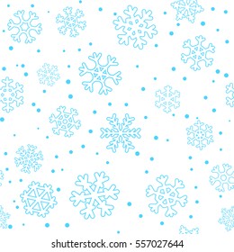 Seamless winter christmas holidays pattern. wallpaper with white snowflakes. New year's design vector background