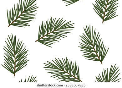 inverno sem costura, padrão de natal com galhos de abeto de pinheiro verde; ótimo para papel de embrulho, cartões de saudação, etiquetas de presente, papel de parede e têxteis- ilustração vetorial