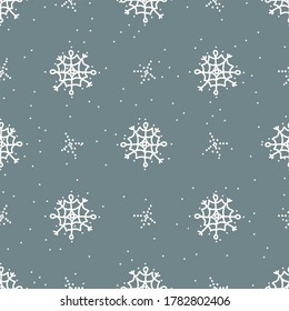 Seamless winter christmas snowflake background pattern. Simple gender neutral nursery festive scrapbook digital paper. Kids whimsical snowflake wallpaper all over print.