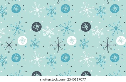 Fondo lindo del invierno inconsútil con el fondo infantil blanco de los copos de nieve. Para el diseño de tarjetas de felicitación, Fondo de pantalla, papel de embalaje de vacaciones, publicidad de la tienda, tela textil