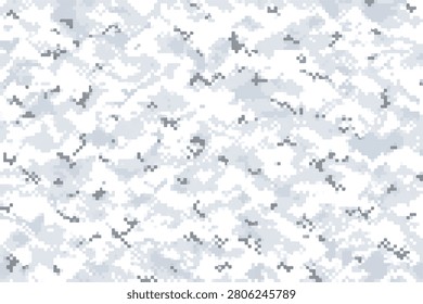 Seamless Winter Digital Pixel Camouflage Pattern Vector Background