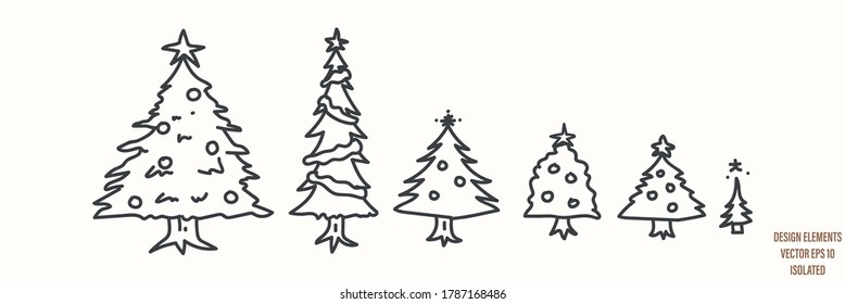 Seamless winter fir tree illustration clipart. Simple gender neutral nursery festive scrapbook sticker. Kids whimsical cute hand drawn cartoon christmas forest woodland motif.