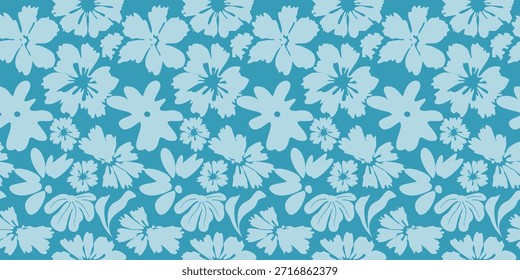 Nahtloses Winter-Blumenmuster mit Blättern und Schneeflocken, perfekt für festliche Tapetendesigns. Natürliches Stoffmuster.