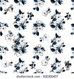 Seamless Winter Floral Pattern. Vector illustration.