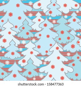 Seamless winter forest pattern. Christmas background
