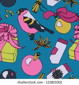 Seamless winter holiday pattern in vector