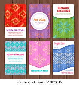 Seamless winter knitted pattern with traditional Christmas ornaments and decorations