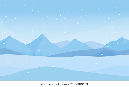 Seamless Winter Landscape With Mountains And Snow. Vector Illustration. Horizontally.