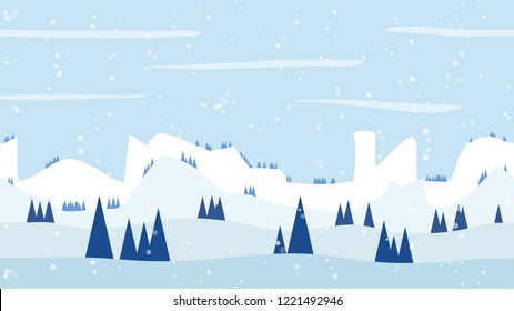 Seamless winter landscape. Vector illustration