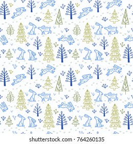 Seamless winter New Year and Christmas pattern.