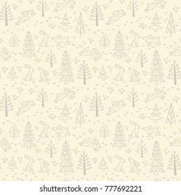 Seamless winter New Year and Christmas pattern.