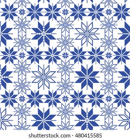 Seamless winter nordic pattern .Vector print in traditional Norwegian style.Winter background.Textile texture