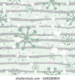 Seamless WInter Pattern with abstract snowflakes. Vector Illustration