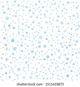 Seamless winter pattern with blue snowflakes on white background. Snow vector illustration design for Christmas and New Year print textile paper