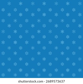 Nahtloses Wintermuster mit blauen Schneeflocken auf dunkelblauem Hintergrund. Einfaches und elegantes Design für Weihnachten, Papier, Karten und saisonale Dekorationen. Vektorgrafik.