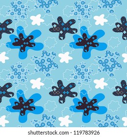 seamless winter pattern with cartoon snowflakes