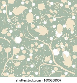 Seamless Winter Pattern with cute hand drawn elements. Vector illustration