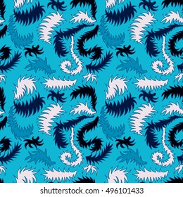 Seamless winter pattern with frozen curls. Christmas background.