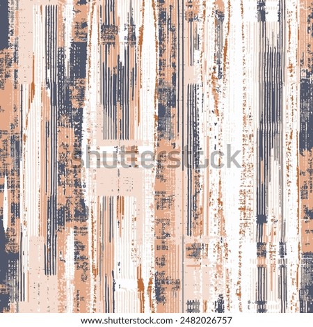 Seamless winter  pattern with grunge colorful stripes.Vertical horizontal, stripes of thick and thin paint or ink lines seamless vector pattern on white. Brush stroke washed out broken striped