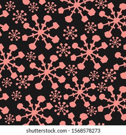 Seamless Winter Pattern with Hand Drawn Snowflakes. Scandinavian Style. Merry Christmas Texture
