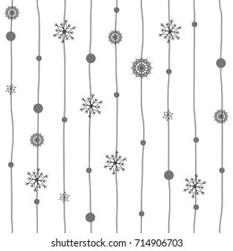 Seamless winter pattern with line. Seamless geometric pattern with snowflakes