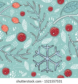 Seamless Winter Pattern. Merry Christmas Texture. Vector Illustration