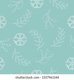 Seamless Winter Pattern. Merry Christmas Texture. Hand Drawn Scandinavian Style. Vector Illustration