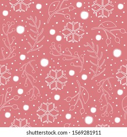 Seamless Winter Pattern. Merry Christmas Texture. Hand Drawn Scandinavian Style. 