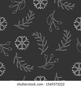 Seamless Winter Pattern. Merry Christmas Texture. Scandinavian Style. Vector Illustration