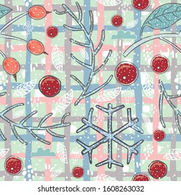 Seamless Winter Pattern. Merry Christmas Texture. Vector Illustration