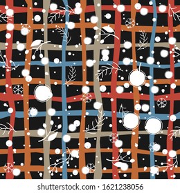 Seamless Winter Pattern. Merry Christmas Texture. Vector Illustration