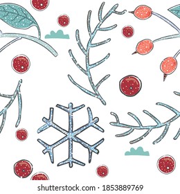 Seamless Winter Pattern. Merry Christmas Texture. Vector Illustration