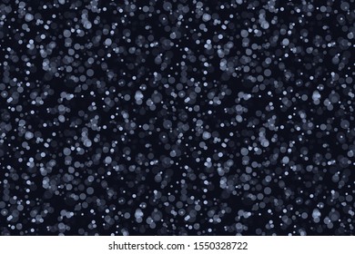Seamless winter pattern. Night sky with falling snow (snow flakes). Black-and-blue background, endless texture. Happy new year, Christmas, winter holidays. Hand-drawn vector illustration.