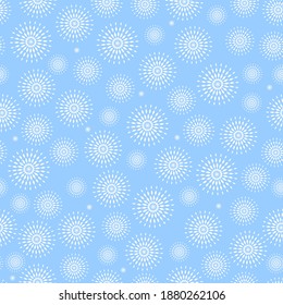 Seamless winter pattern. Print with snowflakes on blue background.
